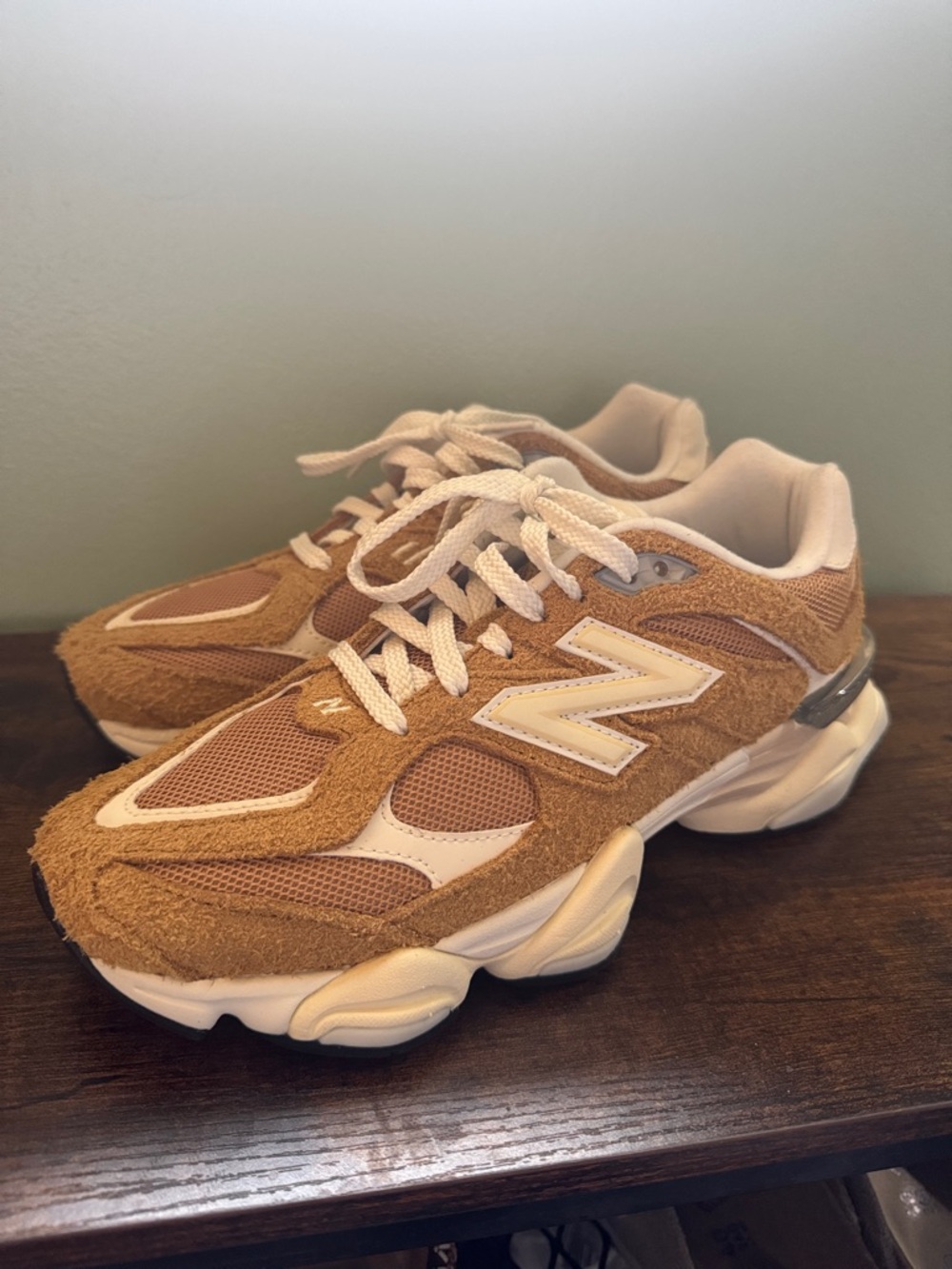 New Balance Tan and White 9060 Sneakers